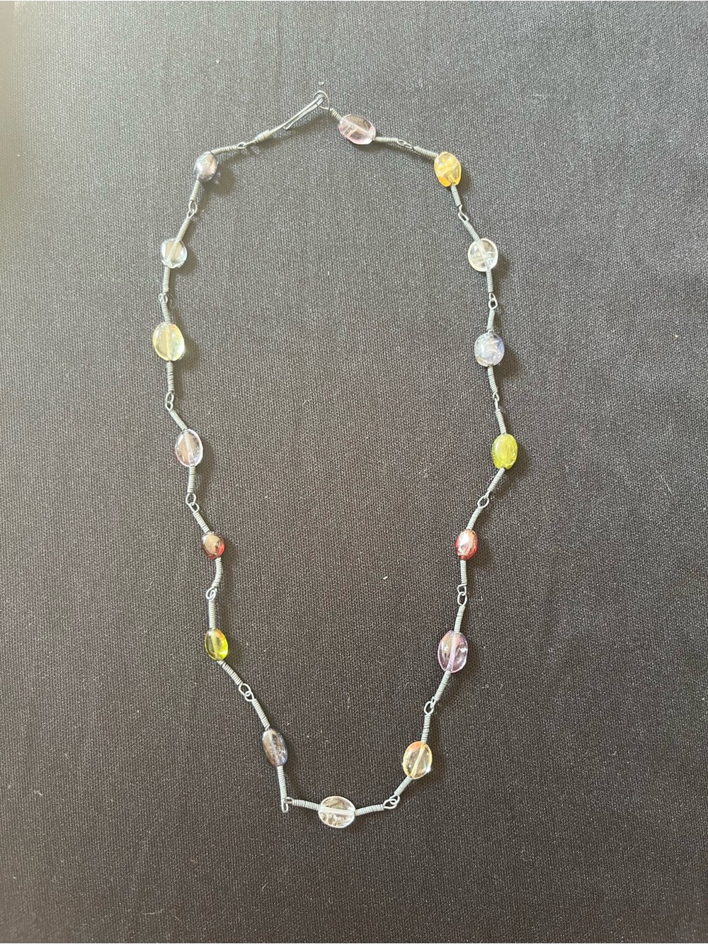 Multicolor Glass Bead Station Necklace - Women Jewelry